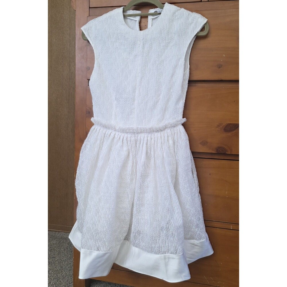 NWT Carven Party Dress Size 34 XS White Sheer Overlay Twirl Mini A Line Events - Picture 2 of 12